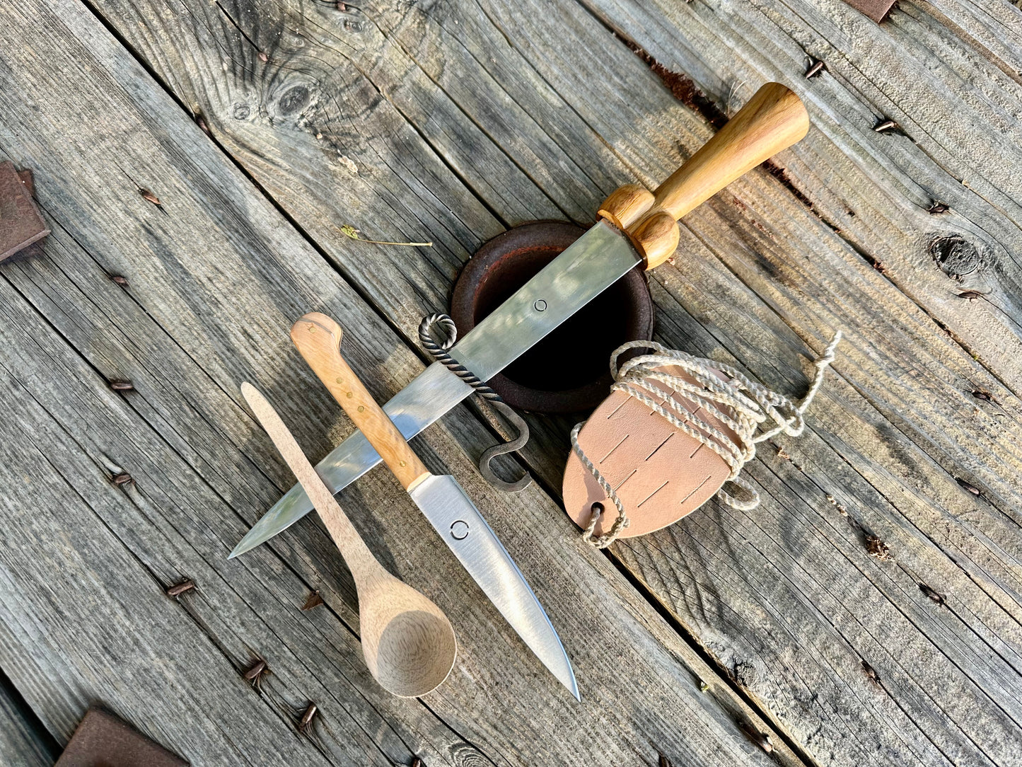 Tod Cutler Low Status Bollock dagger with sling, bottle opener, eating knife and wooden spoon