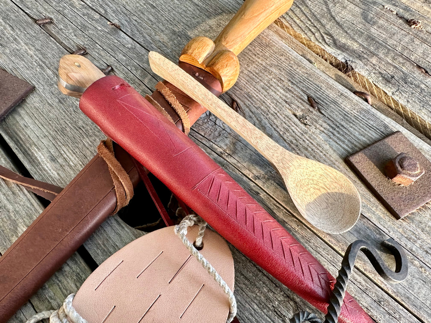 Tod Cutler Low Status Bollock dagger with sling, bottle opener, eating knife and wooden spoon