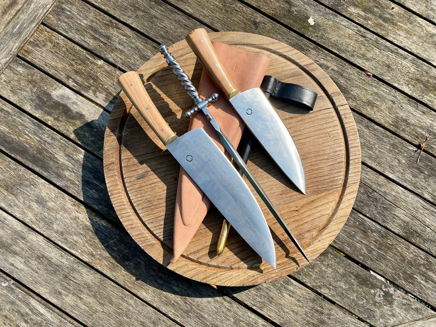 Tod Cutler large cooks set with stiletto dagger. The BBQ bundle