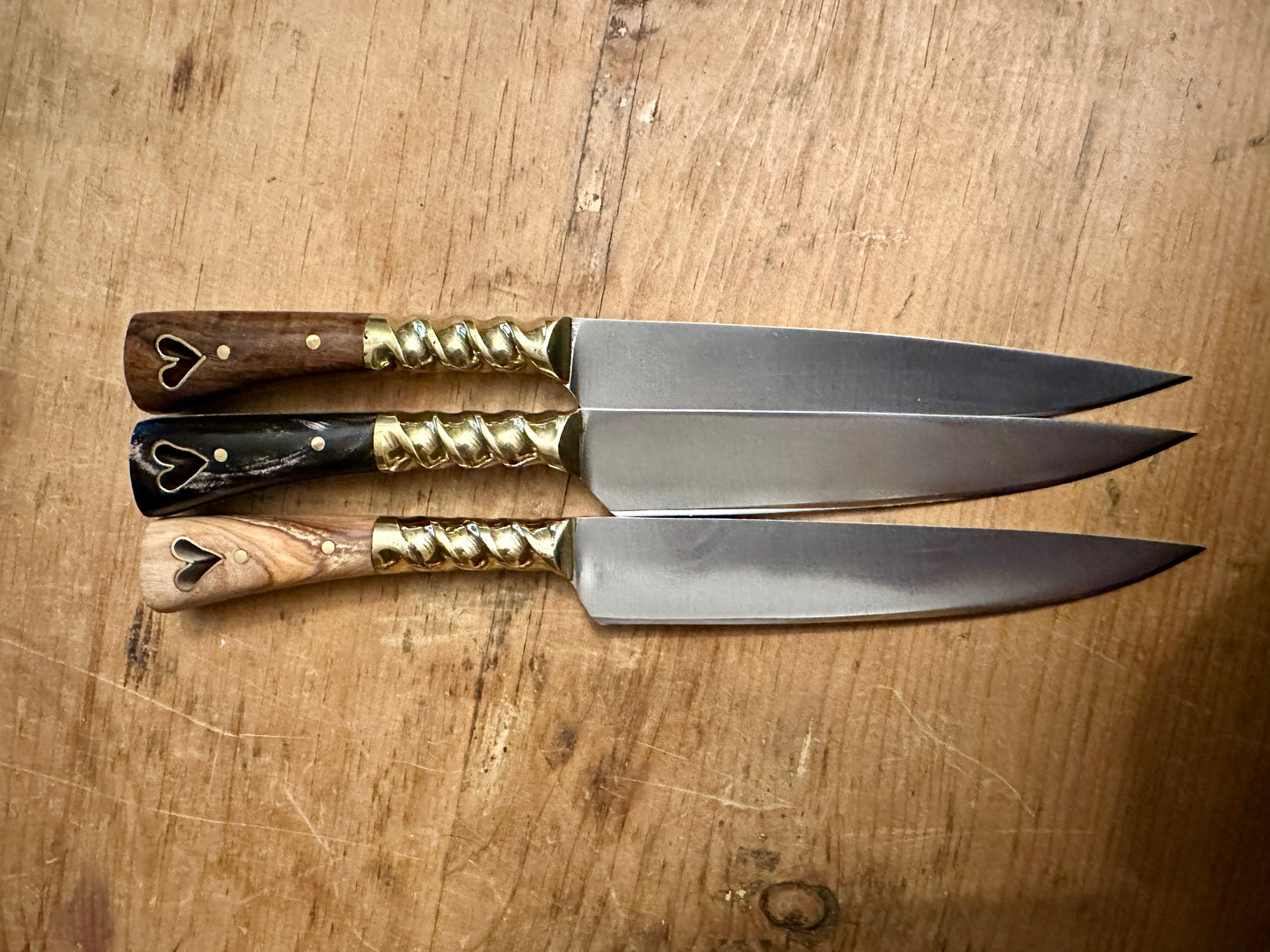 Set of three heart eating knives