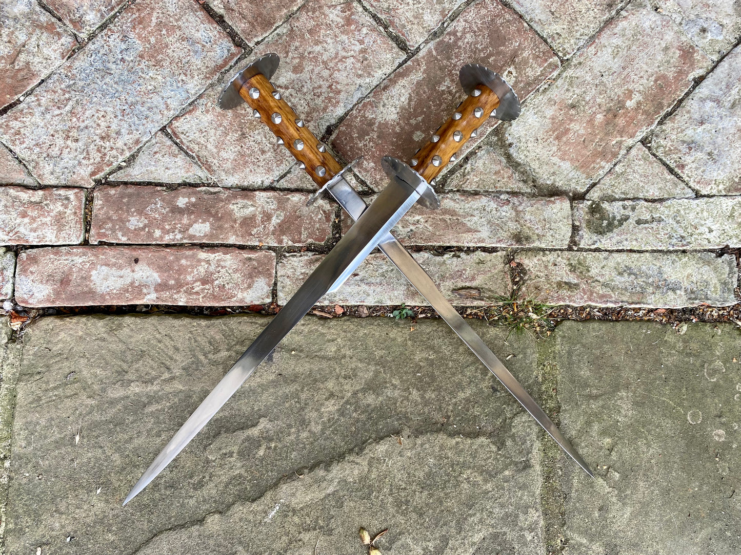 Pair of Tod Cutler Studded Grip Rondels close up