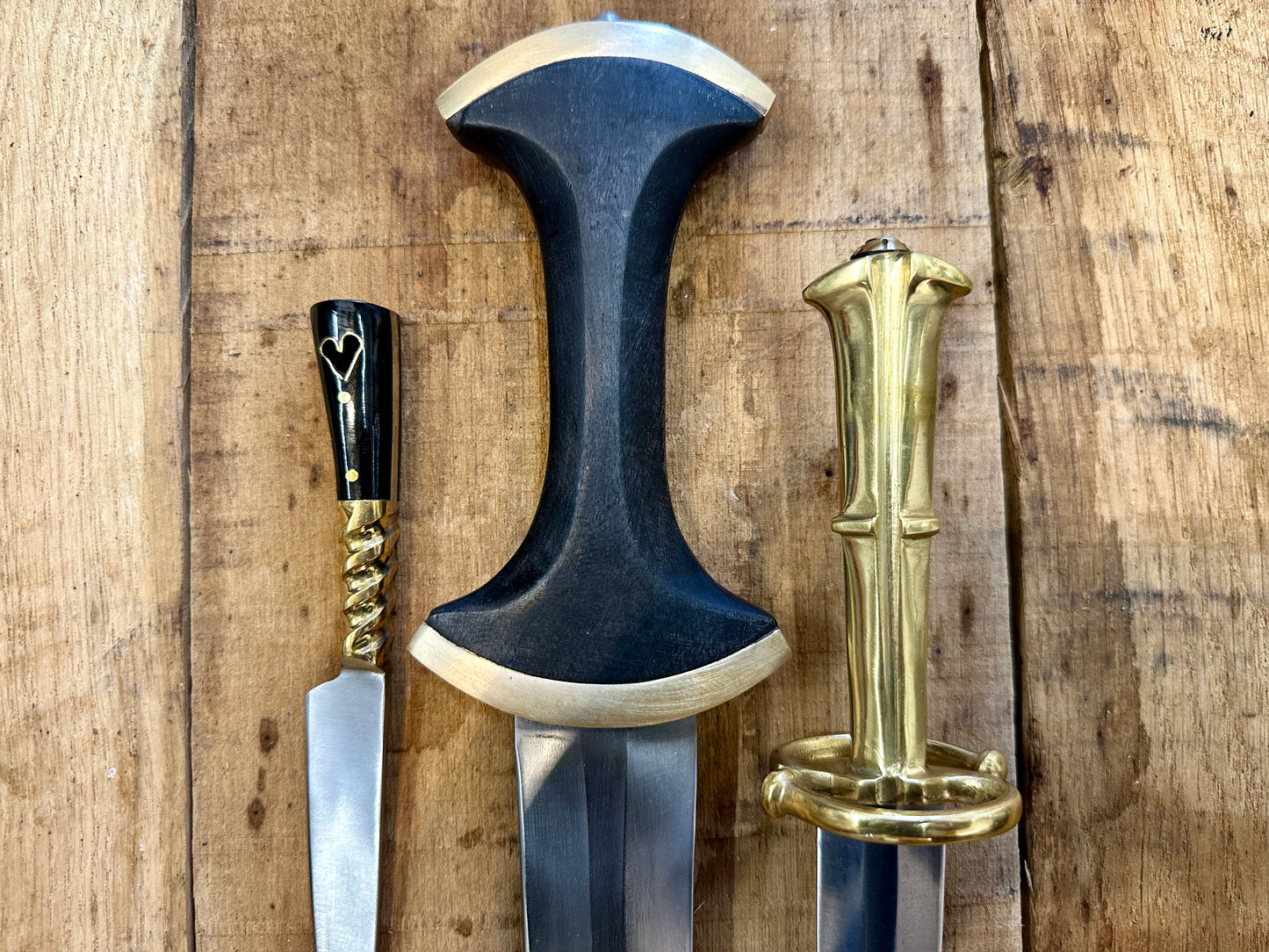 
                  
                    Degen sword bundle with Long Swiss/German Degen, Landsknecht S Quillon dagger and Tod Cutler Heart eating knife 
                  
                