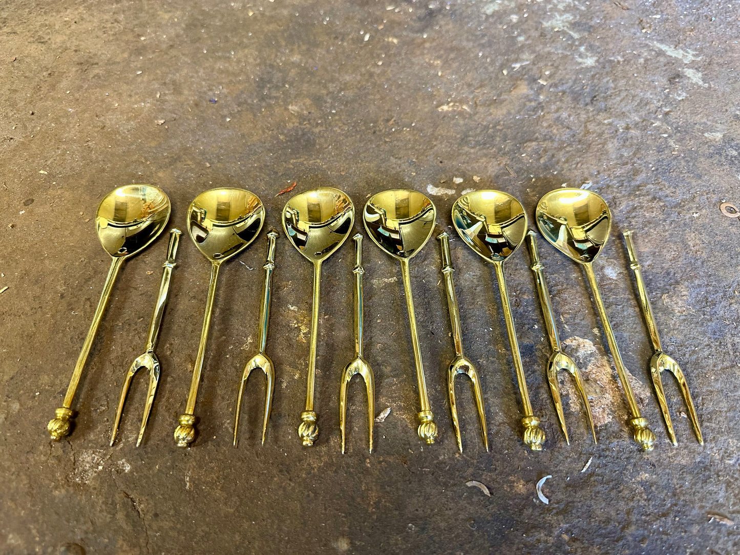 Dinner party feasting set #2 with brass forks and spoons