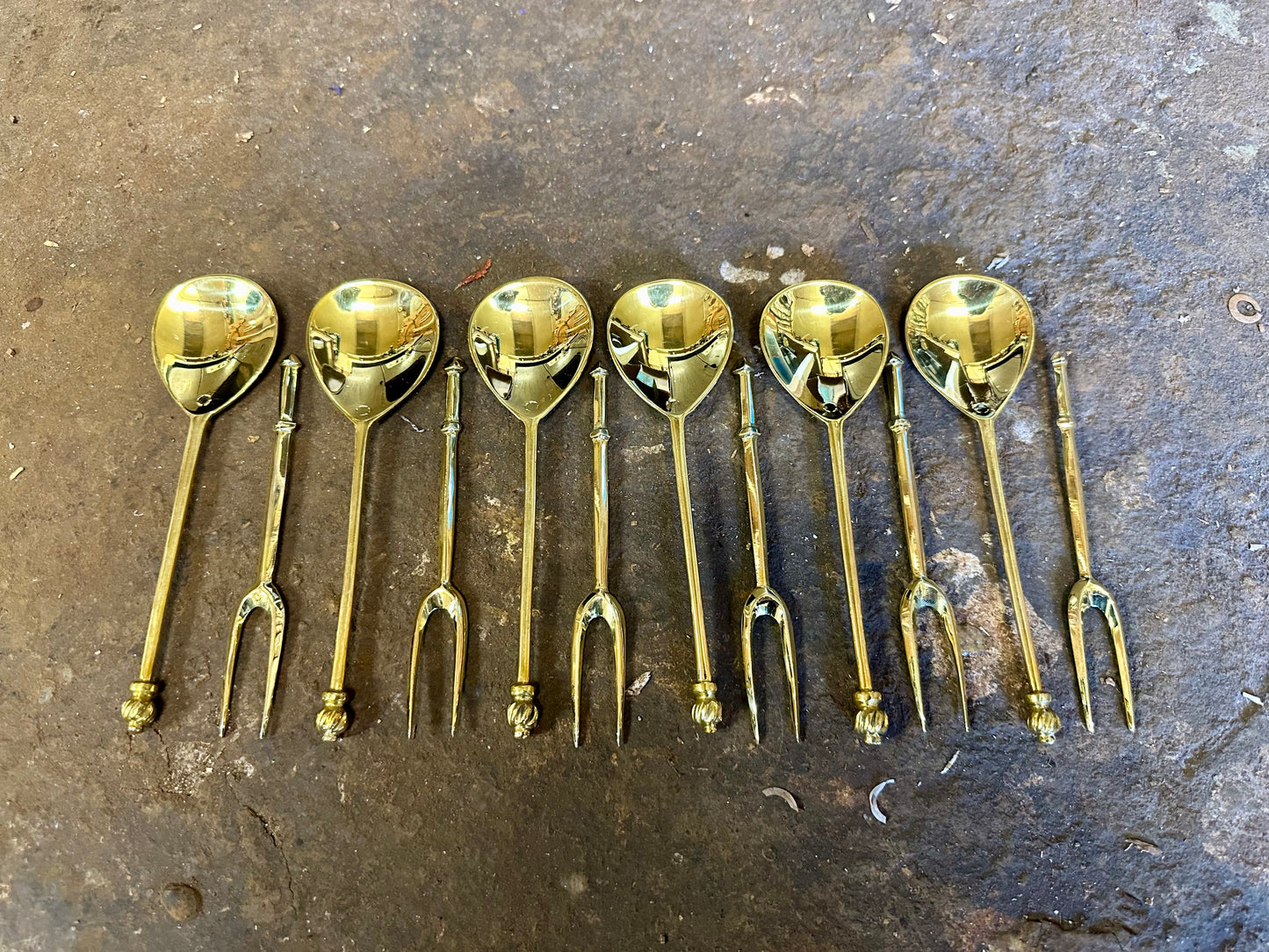 Dinner party feasting set #2 with brass forks and spoons