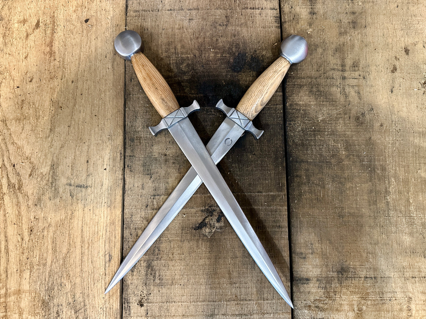 Tod Cutler 12thC Quillon Dagger. Two crossed blades.