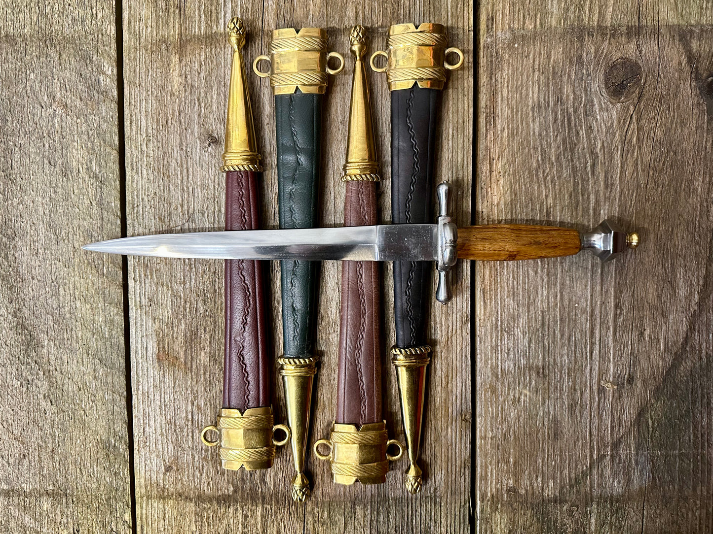 Tod Cutler Late C16th Main Gauche Dagger  with various scabbard colours shown