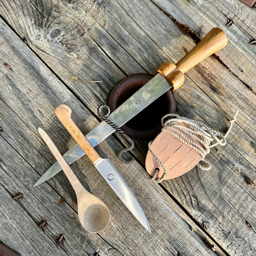 Tod Cutler Low Status Bollock dagger with sling, bottle opener, eating knife and wooden spoon