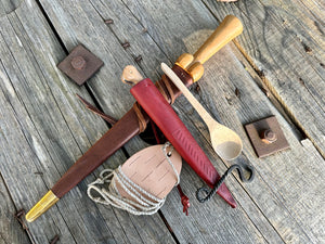 
                  
                    Tod Cutler Low Status Bollock dagger with sling, bottle opener, eating knife and wooden spoon
                  
                