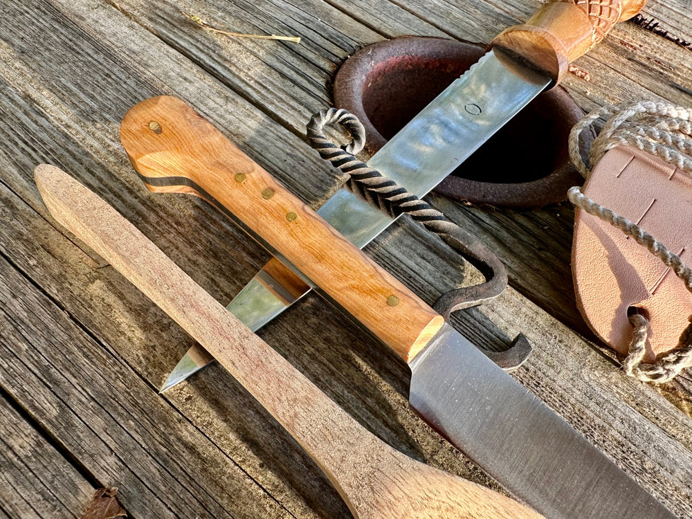 
                  
                    Whittle Tang dagger with sling, bottle opener, eating knife and wooden spoon
                  
                