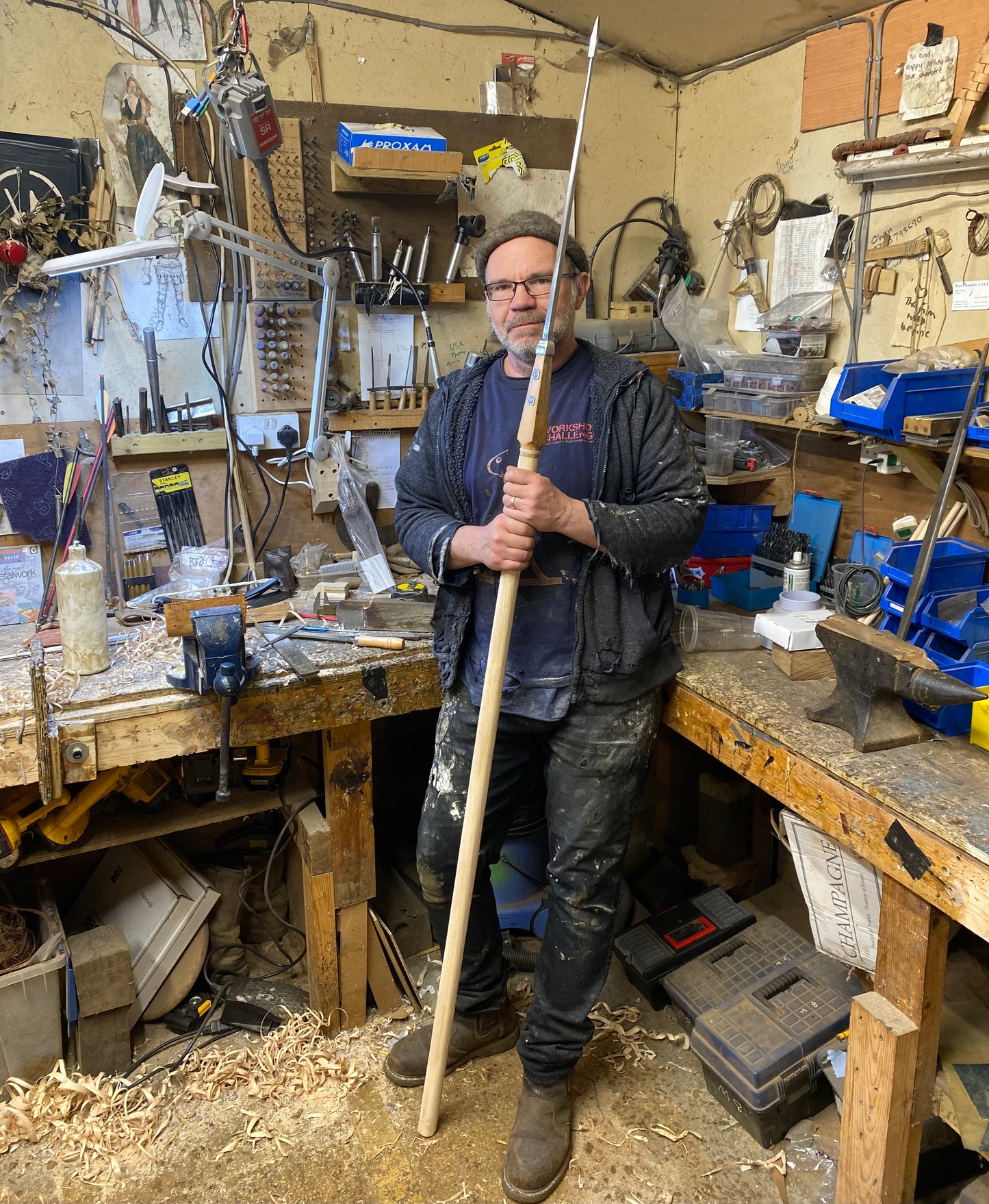 
                  
                    Tod Cutler Roman Pilum 200BC-250AD. Legionaries weapon. Tod standing with a fully hafted pilum
                  
                