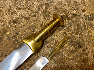 
                  
                    Tod Cutler brass hilted Scottish dirk and brass handled eating knife  bundle
                  
                