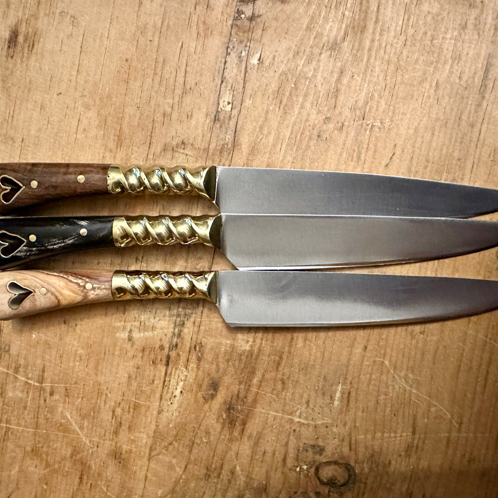 Set of three heart eating knives 