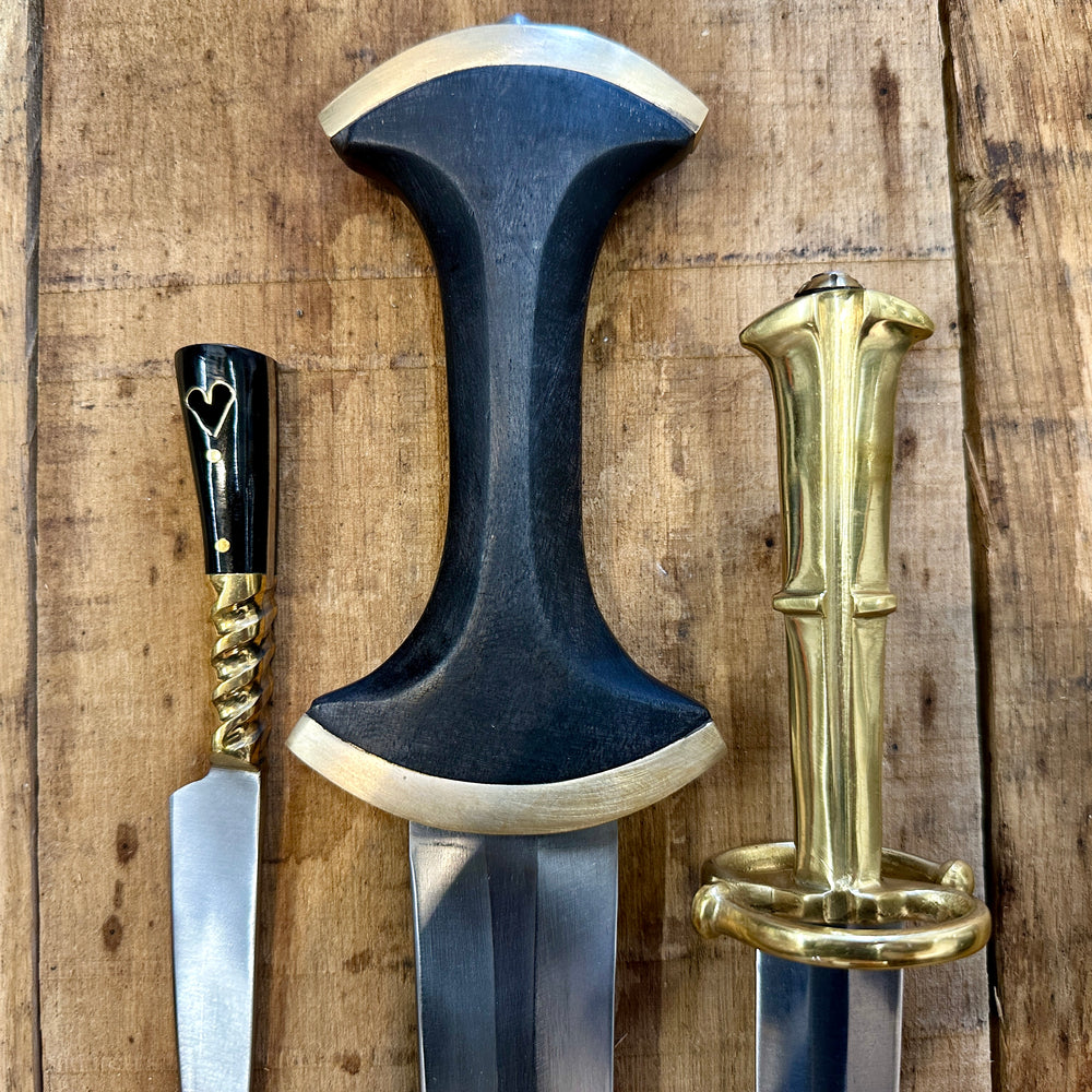 Degen sword bundle with Long Swiss/German Degen, Landsknecht S Quillon dagger and Tod Cutler Heart eating knife 
