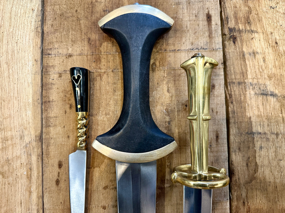 Degen sword bundle with Long Swiss/German Degen, Landsknecht S Quillon dagger and Tod Cutler Heart eating knife 