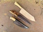 Tod Cutler Medieval cleaver, Sheffield trade knife and bushcraft fiield knife - outdoor cooking bundle 