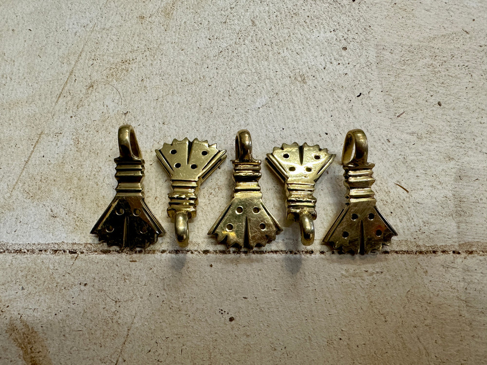 Set of 5 brass hooks