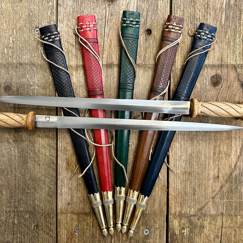 Soldiers rondel with black, red, green, brown and blue scabbards