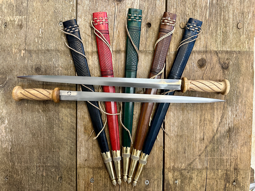 Soldiers rondel with black, red, green, brown and blue scabbards