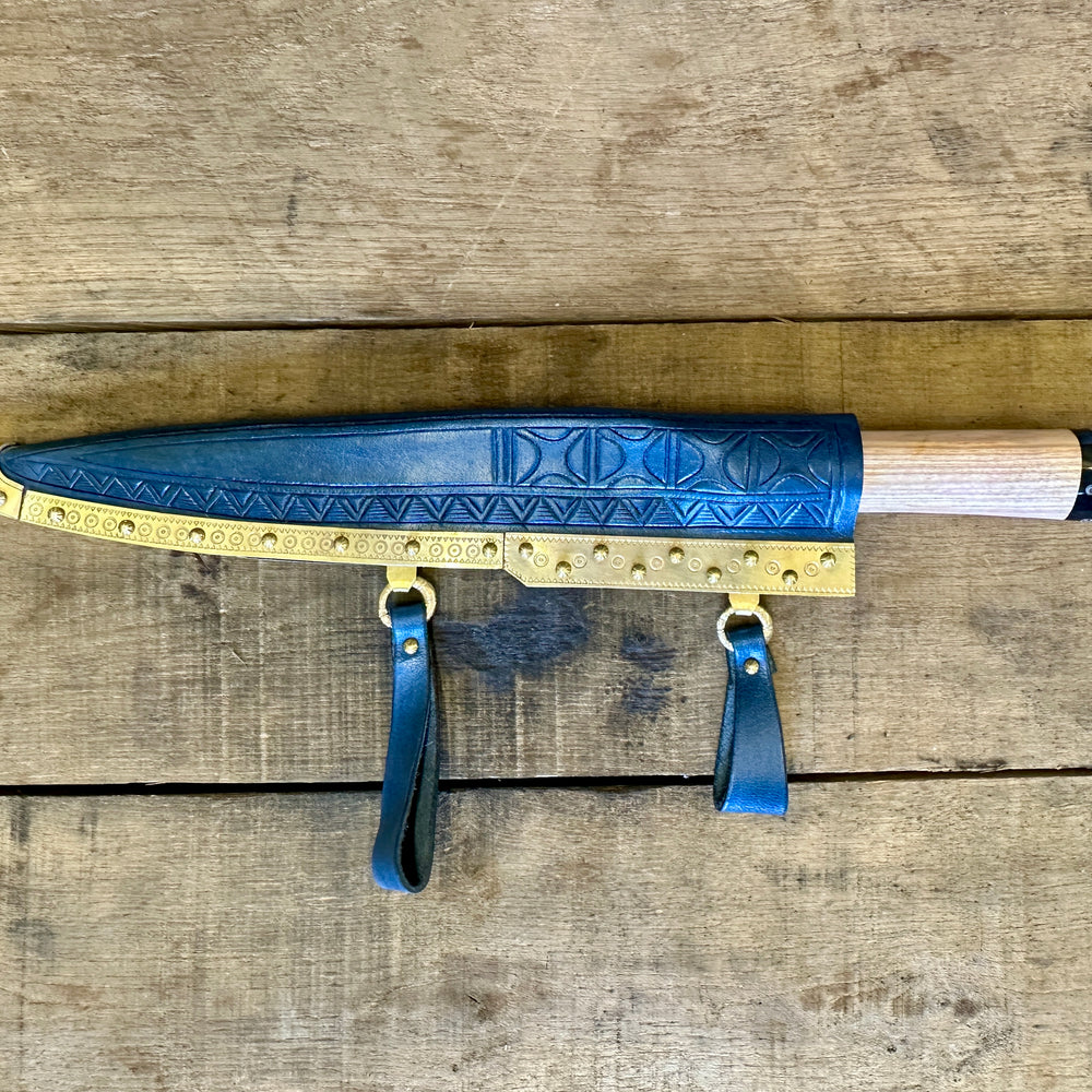 
                  
                    Decorated Anglo Saxon/Viking knife in scabbard
                  
                