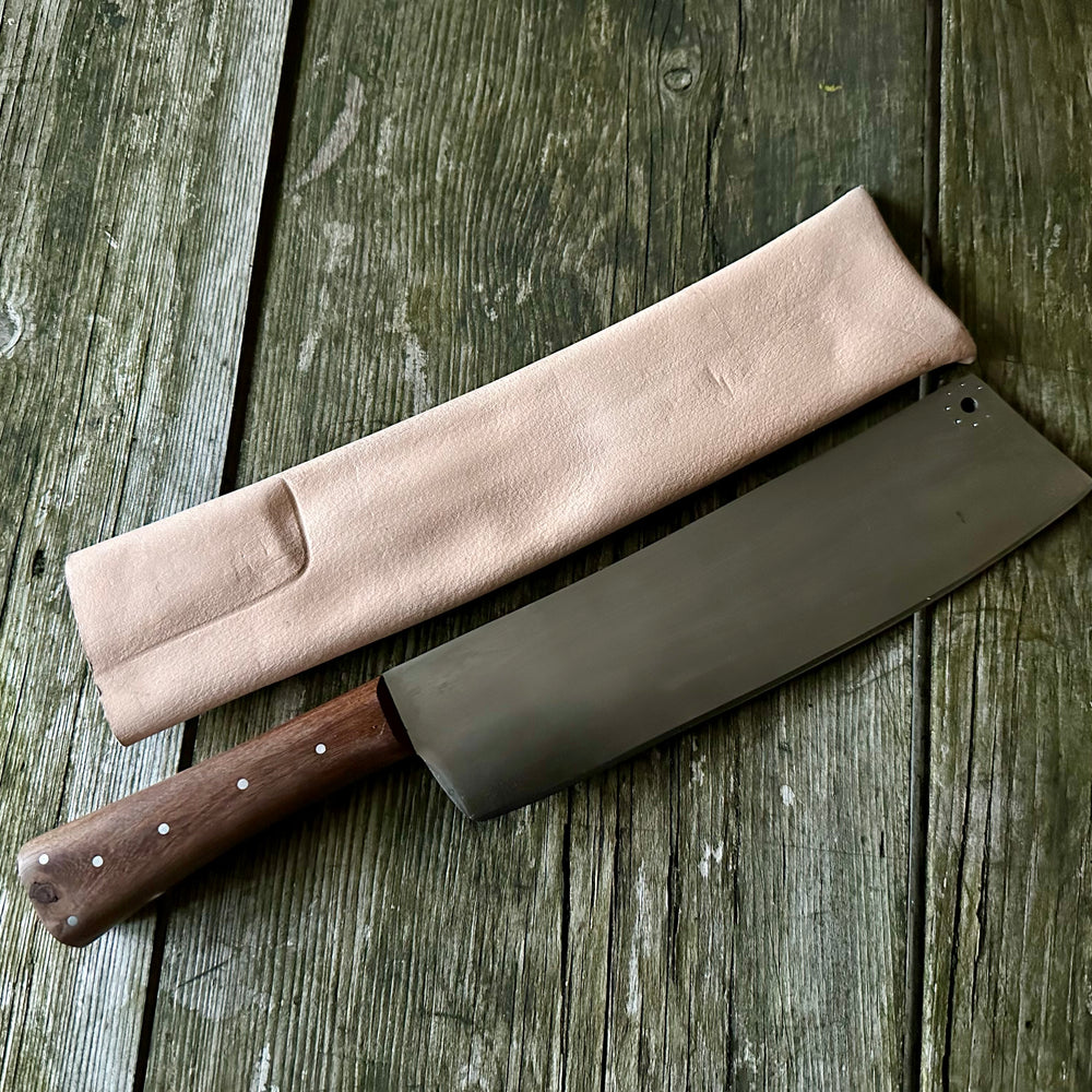 Tod Cutler straight sided cleaver with sheath