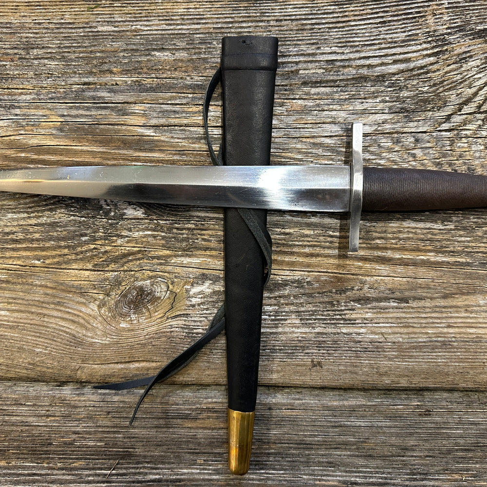 12-17thC Quillon Dagger with a black scabbard