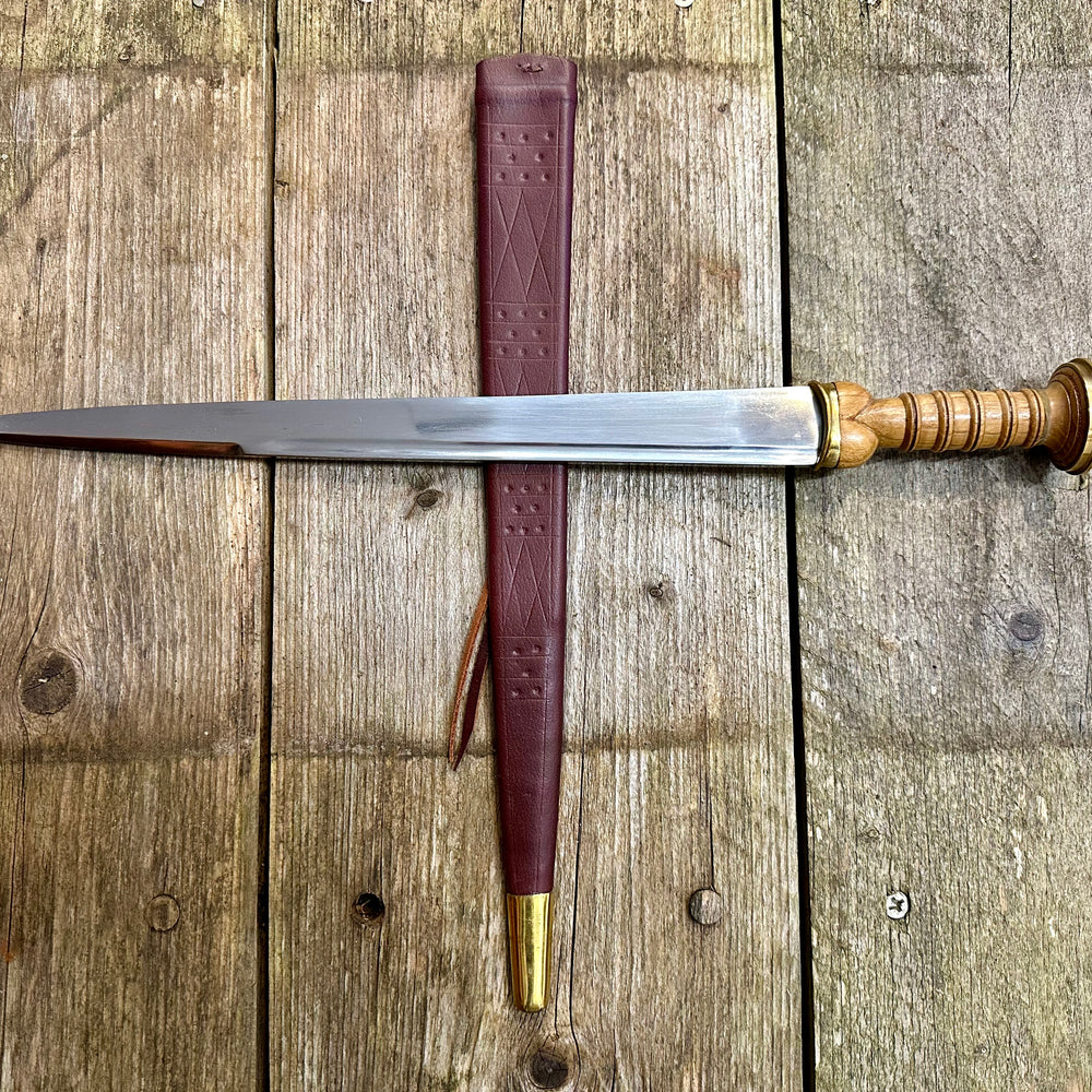 
                  
                    Tod Cutler Scottish Dirk with red scabbard
                  
                