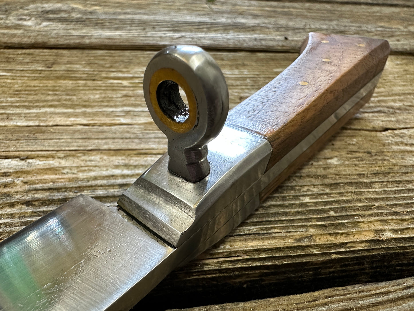 
                  
                    Rugger Bauernwehr. View through nagel from blade. 
                  
                