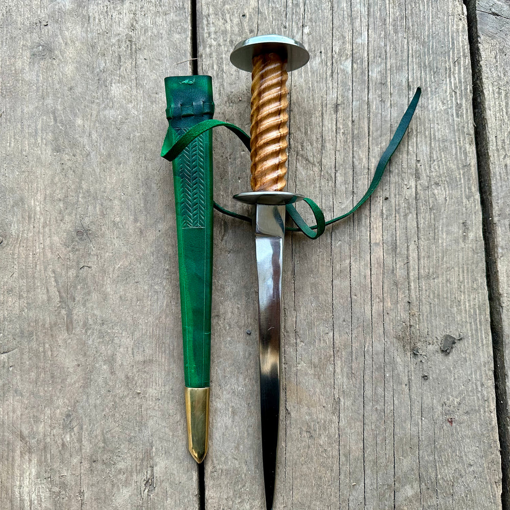
                  
                    Tod Cutler Knight's Rondel with green scabbard
                  
                
