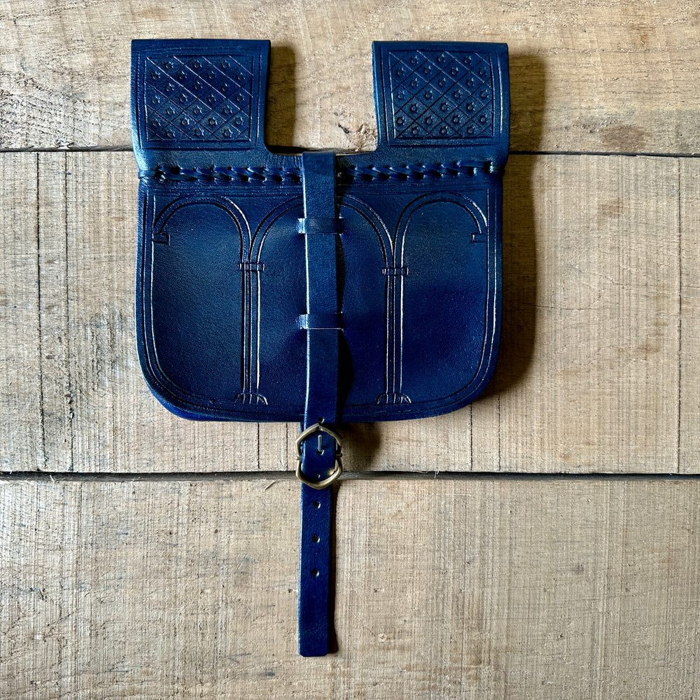 
                  
                    TCL2 14th/15thC Incised Leather Belt Pouch - dark blue pouch
                  
                