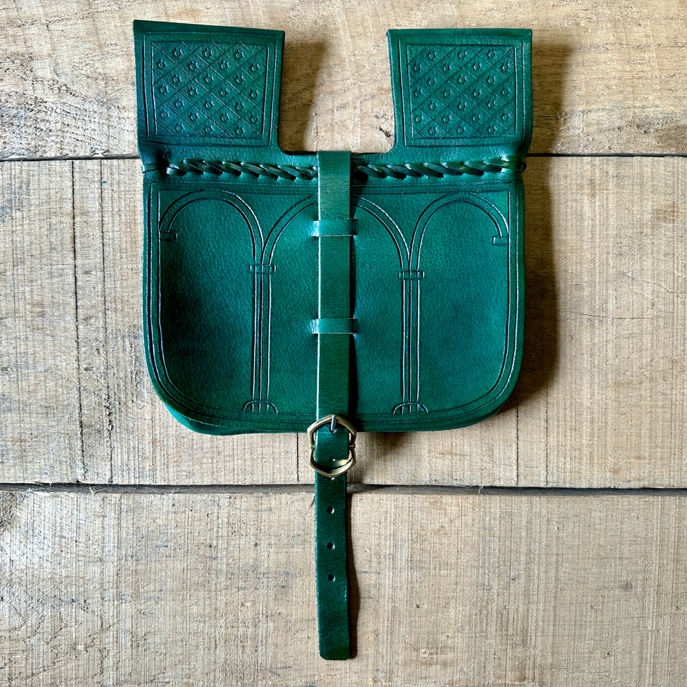 
                  
                    TCL2 14th/15thC Incised Leather Belt Pouch - green
                  
                