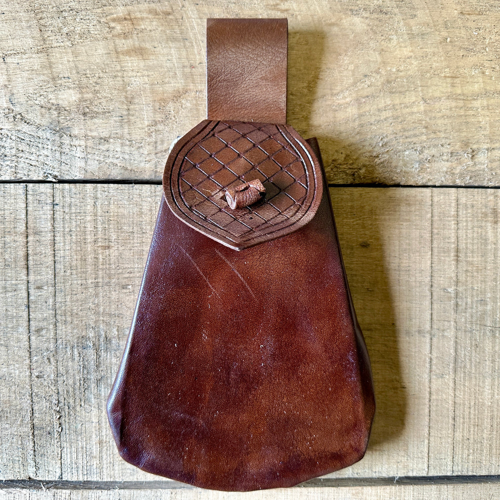 
                  
                    Soft drawstring belt pouch in brown
                  
                