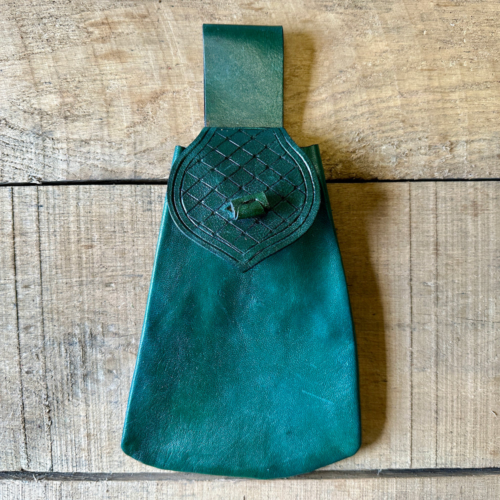 
                  
                    Soft drawstring belt pouch in green
                  
                