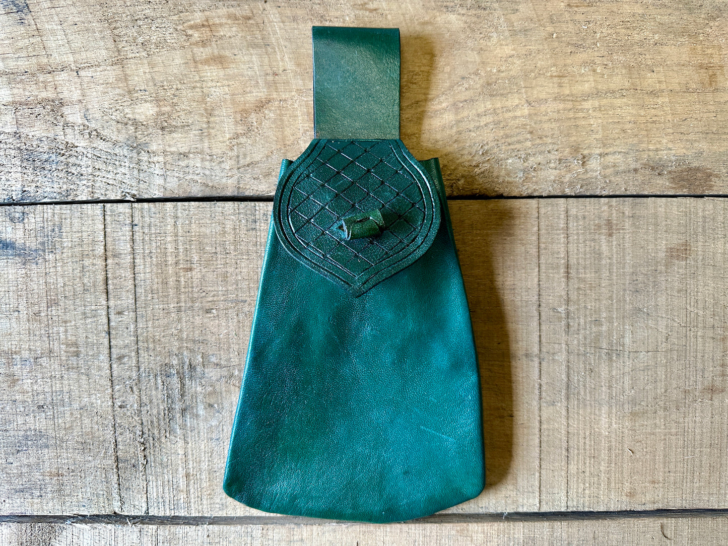 
                  
                    Soft drawstring belt pouch in green
                  
                