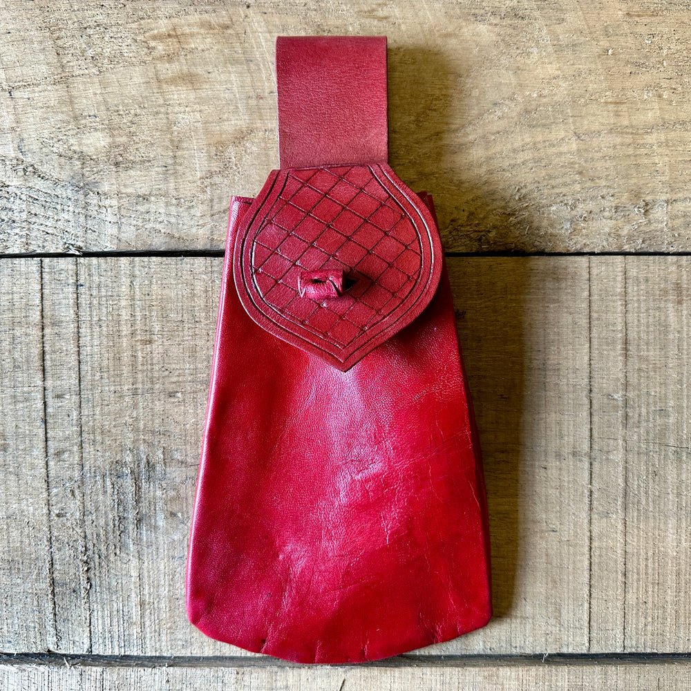 
                  
                    Soft drawstring belt pouch in red
                  
                