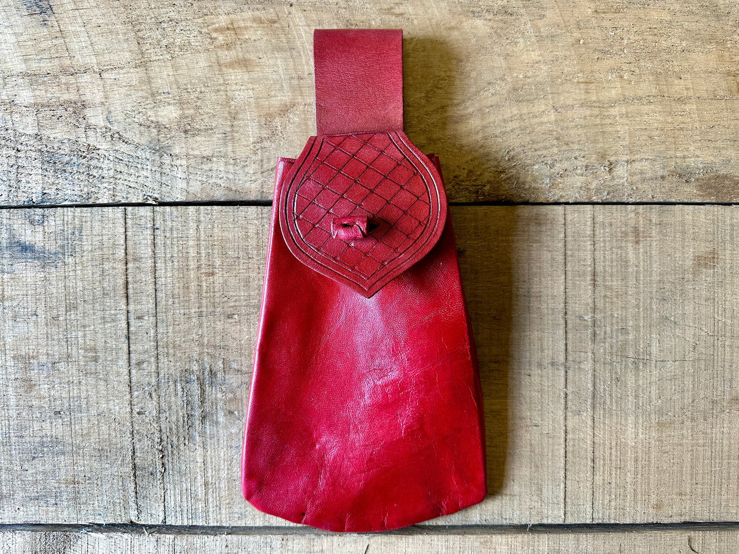 
                  
                    Soft drawstring belt pouch in red
                  
                