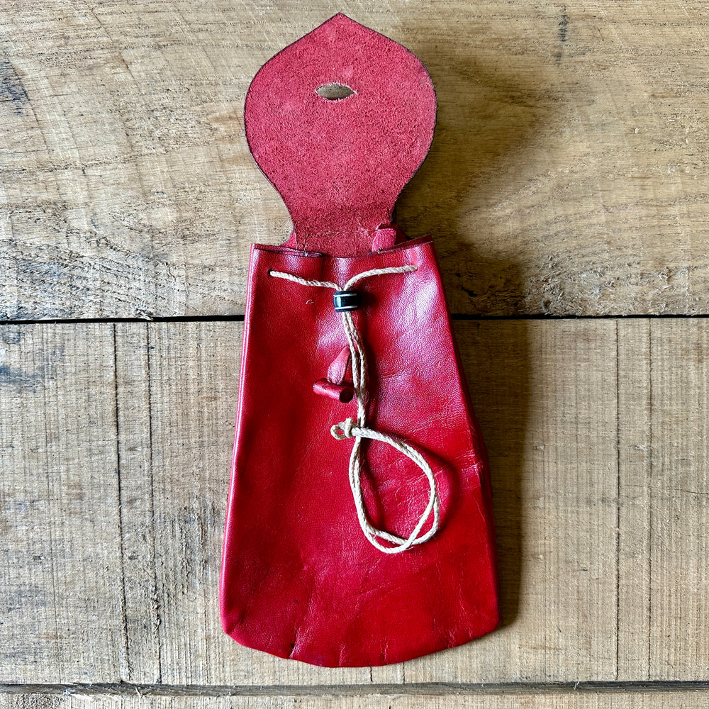 
                  
                    Soft drawstring belt pouch open in red
                  
                