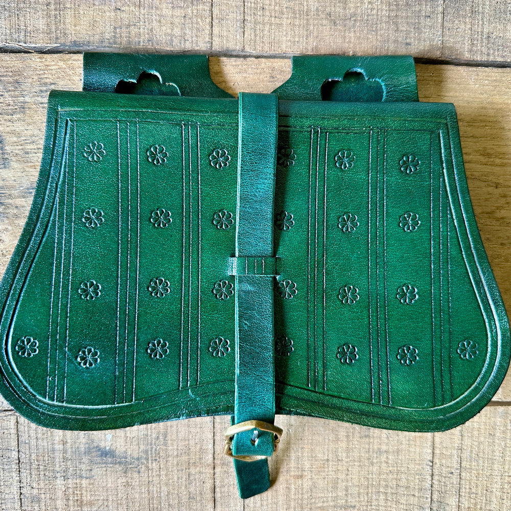 
                  
                    14th-16thC Bollock pouch with decoration and gusset in green
                  
                