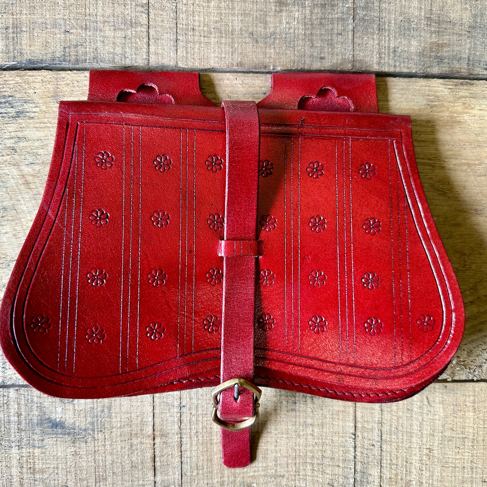 
                  
                    14th-16thC Bollock pouch with decoration and gusset in red
                  
                