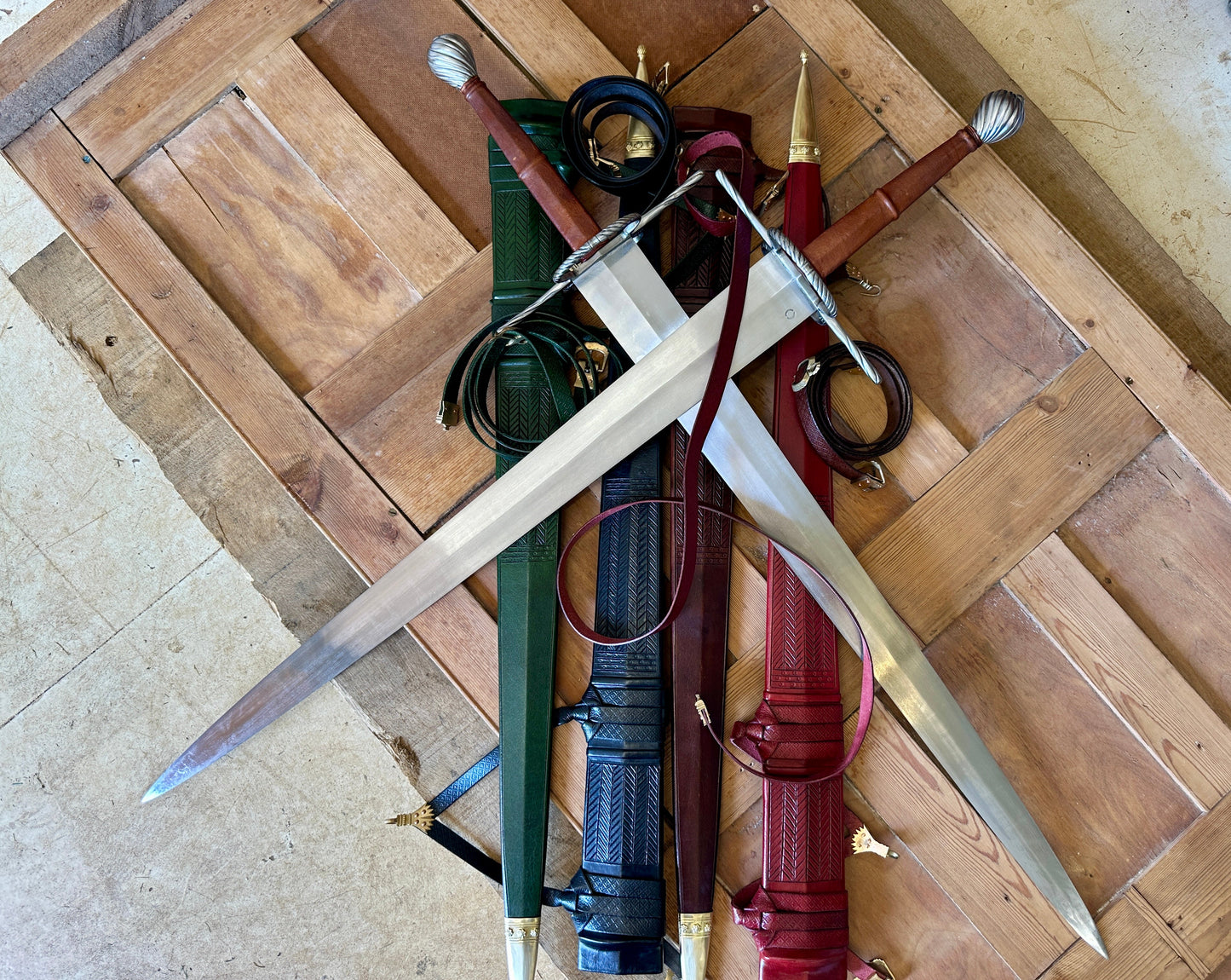 German War Sword. Two crossed over sword scabbards