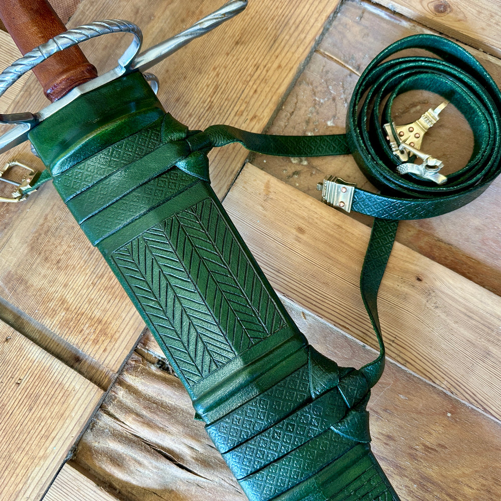 
                  
                    German War Sword. Close up of detail on scabbard
                  
                