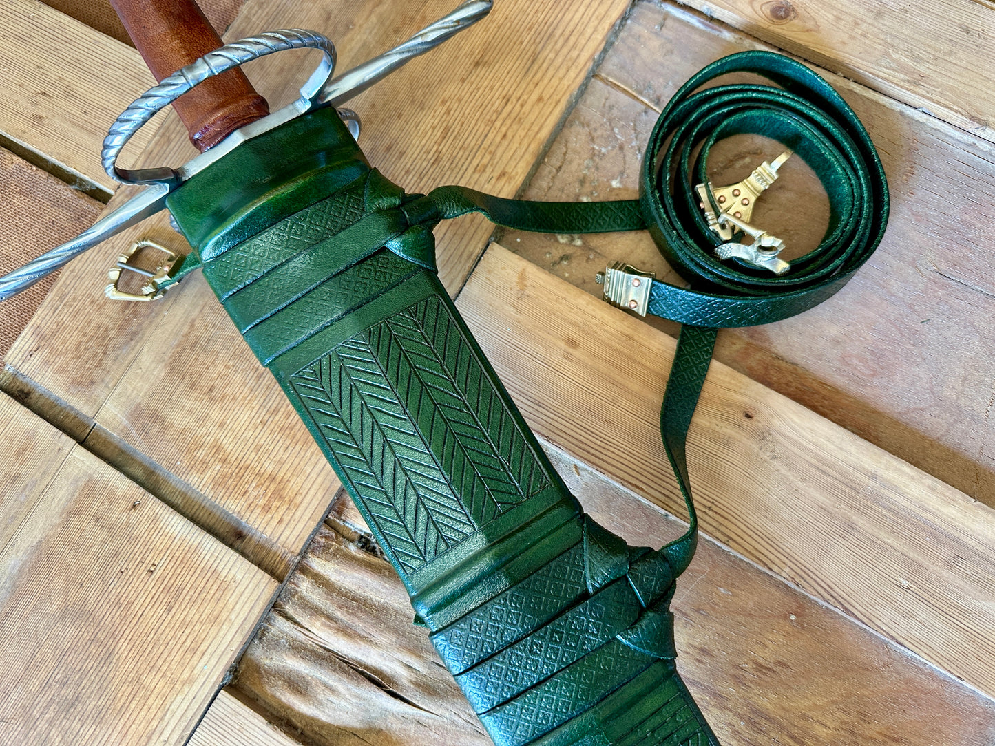 
                  
                    German War Sword. Close up of detail on scabbard
                  
                