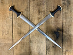 Long Swiss Degen from Tod Cutler. Two swords crossing blades.
