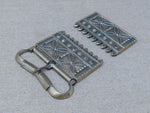 medieval girdle belt buckle bronze cast ornate plate set