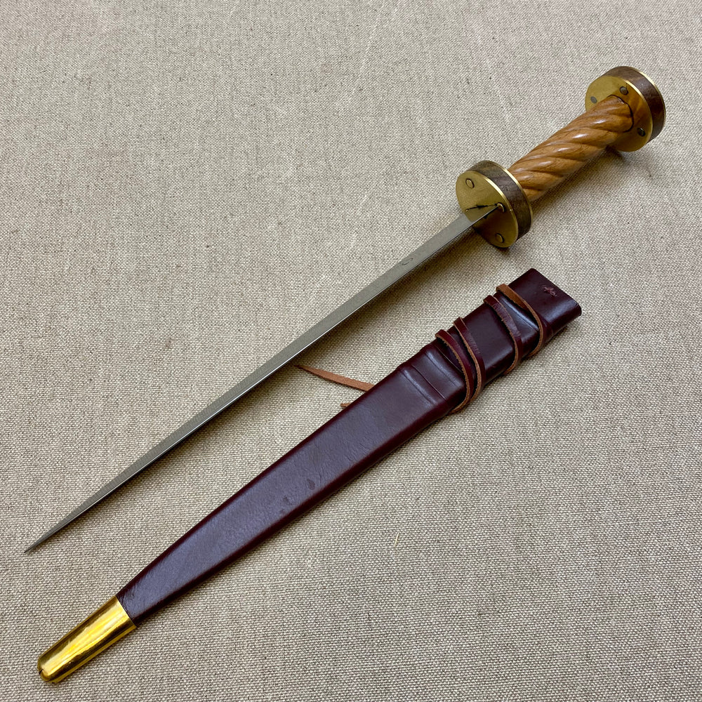 
                  
                    14th-15thC twisted English medieval rondel dagger reenactment living history
                  
                